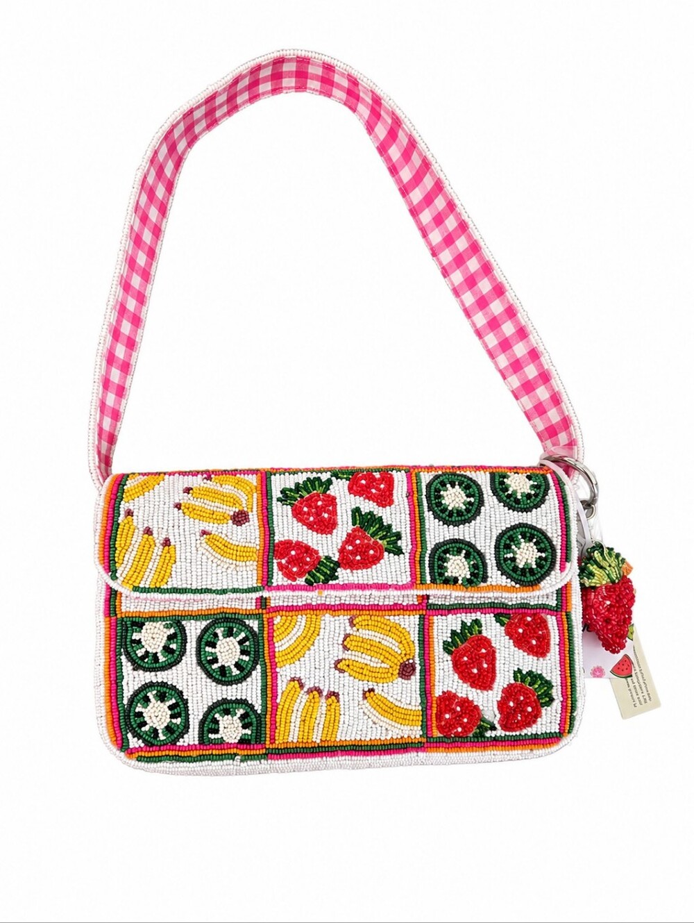Beaded Fruit Patchwork Shoulder Bag NWT